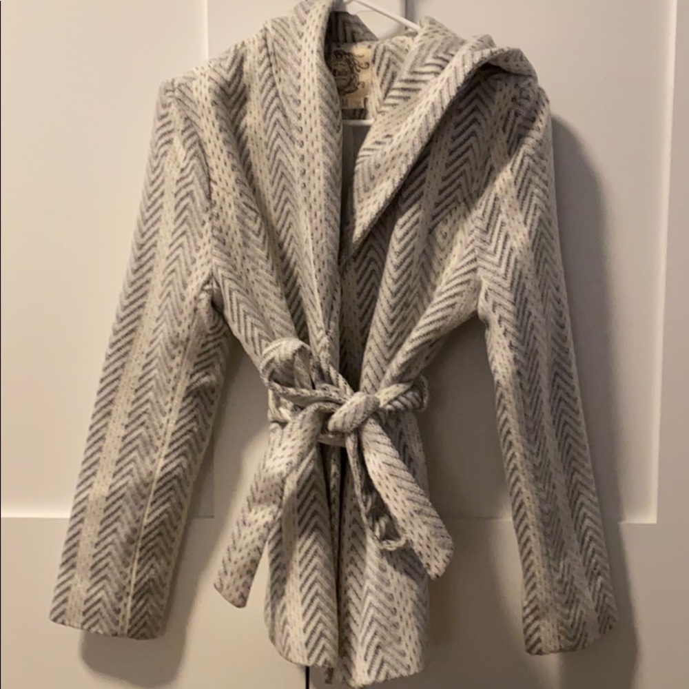 Tie waist pea coat